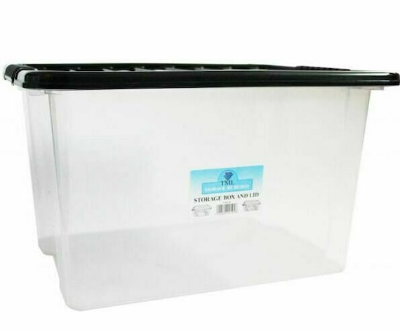 Clear Plastic Storage Box With Lid Extra Large 80 Ltr Stackable