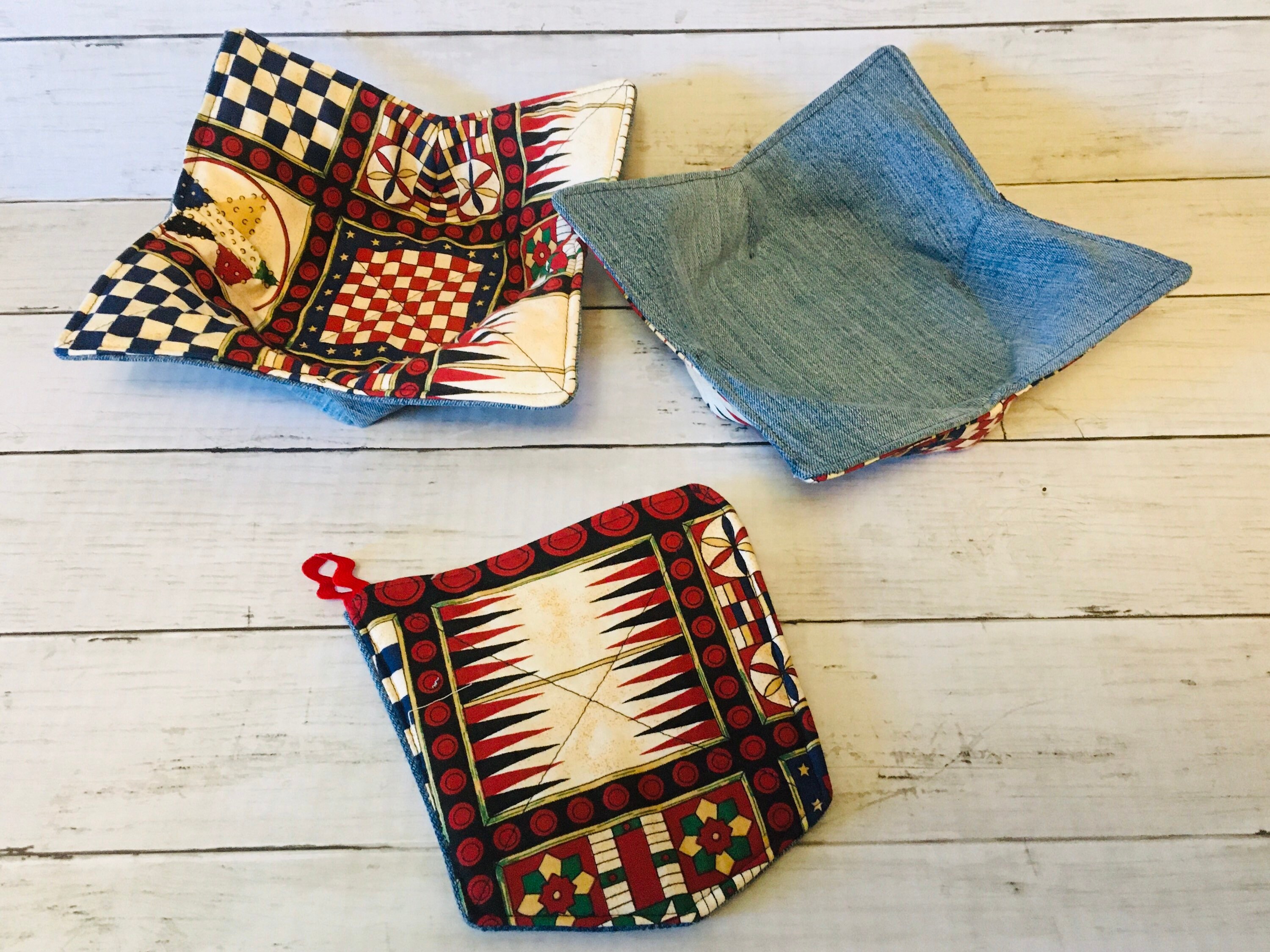 Denim Hot Pads & Bowl Cozies Jean Pocket Hot Pad Americana Etsy
