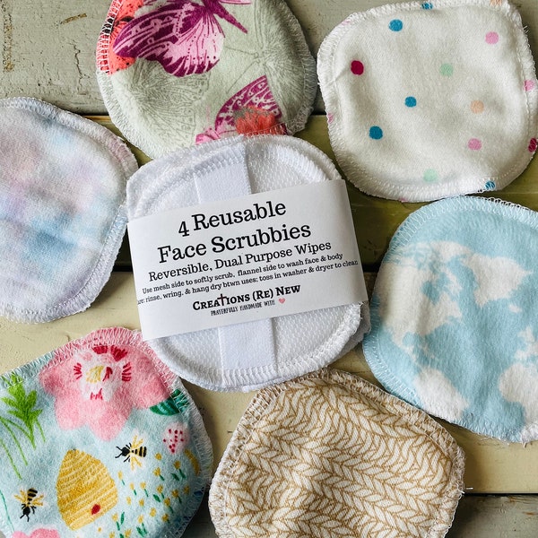 Facial Scrubbies, Reusable Reversible Exfoliating Round Washcloth for Body & Face
