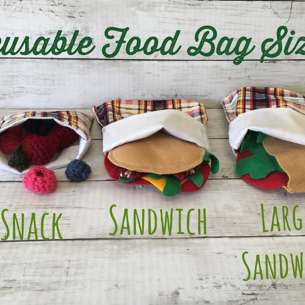 Reusable Bags for Snacks and Sandwiches, Fun Fabric Food Storage