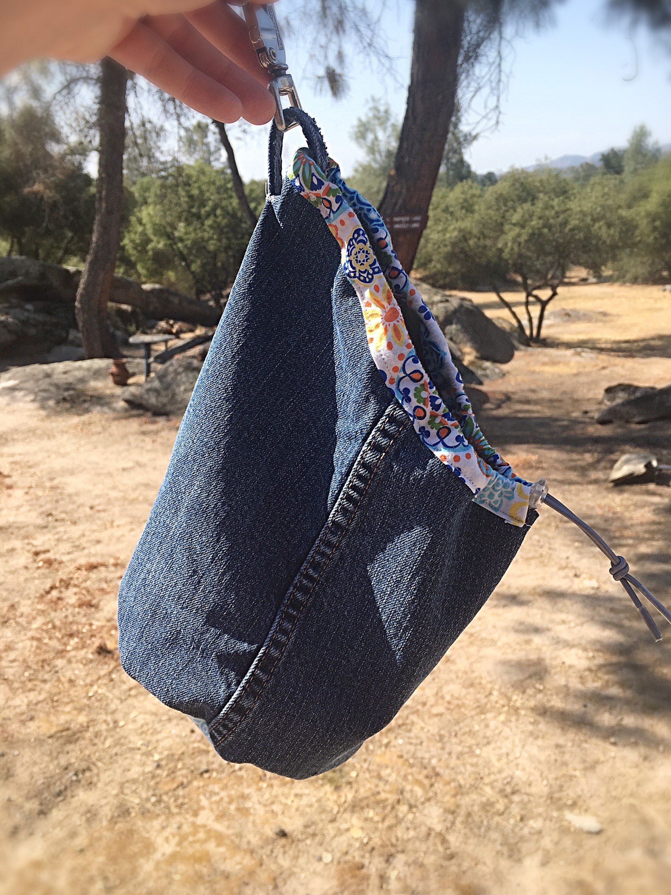 Denim Clothes Pin Bag Cinch Top Hanging Bag Eco-Friendly New | Etsy