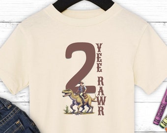 2nd Birthday Party Cowboy Dinosaur Toddler Shirt Yee Rawr Shirt Southern Boy Birthday Second Birthday Party Shirt Dinosaur Party Western