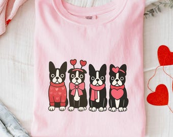 Boston Terrier Valentine Shirt, Dog Mom Gift, Boston Terrier Lover Tee, Cute Valentine Dog Shirt, Valentine's Day Graphic Tee