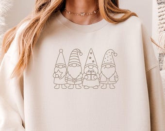 Minimalist Christmas Gnome Sweatshirt, Gnome Christmas Shirt, Gnome Christmas Gifts, Women's Christmas Sweatshirt