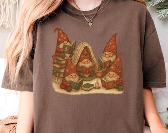 Christmas Book Lover Shirt, Reading Gnomes, Bookish Christmas Tee, Gnome Lover Gift, Cozy Reader Shirt, Bookish Shirt, Gnome Christmas