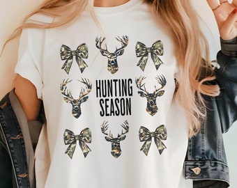 Hunting Season Shirt, Deer Hunting Shirt, Camo Shirt for Women, Western Shirt Comfort Colors, Hunter Wife, Wife Hunting Gift, Gift for Wife