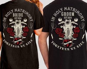Couples Motorcycle Matching Shirts, Motorcycle Shirts, Just Married Motorcycle Couple, Motorcycle Wedding Gifts, Ride Together Shirts, Biker
