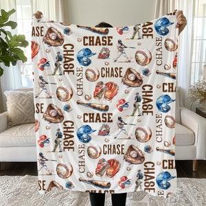 Personalized Baseball Blanket Custom Baseball Blanket Sports Blanket Name Blanket for Boys Personalized Baby Blanket Baseball Gifts Custom