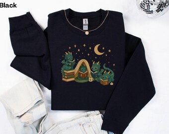 Dragons Reading Sweatshirt, Fantasy Book Dragon Shirt, Fantasy Dragon Book Lover Shirt, Book Gift, Bookworm Gift, Bookish Shirt