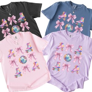 Roller Skating Shirt, Disco Shirt, Pink Bow Shirt, Disco Roller Skating Party Shirt, Retro Y2K Shirt, Comfort Colors, Roller Skating Gifts image 7