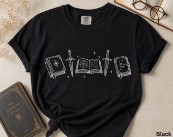 Fantasy Reader Shirt, Books and Daggers Shirt, Bookish Tee, Book Lover Gift, Romantasy Book Lover T-Shirt, Celestial Dagger Bookish Tee