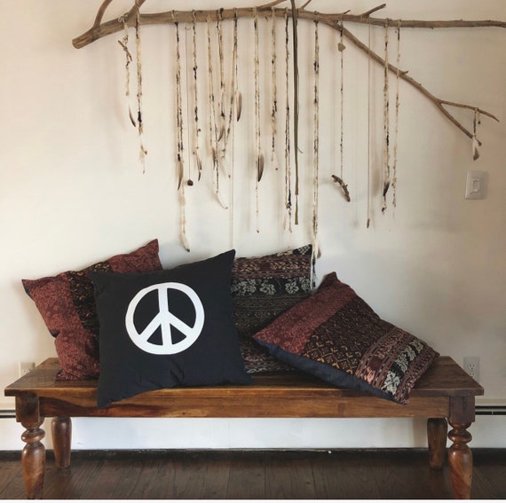 Peace Pillow, Peace Sign, Hippie pillow, moons, throw pillow, bohemian home, home decor, boho home, hippie home, gypsy pillows, ethnic home