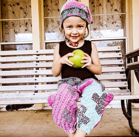 girls clothing, kids clothing, harem pants. toddler pants, toddler clothes, hippie clothing, kantha, bohemian clothing, boho clothing