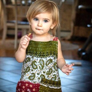 Vintage Kantha Harem Romper, Hippie Kids Jumpsuit, Boho kids clothing, boy romper image 4