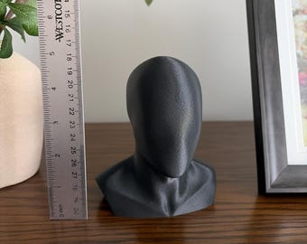 5inch Mini 3D Printed Headform Display – Black Mannequin Bust, Decor, Decoration, Minimalist.