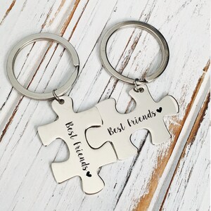 Best Friends puzzle Key chain Set /Set of 2 STAINLESS STEEL PUZZLE/ Add text on the back must selected front&back