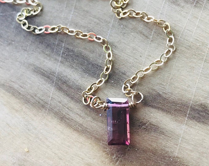 Pink Tourmaline Necklace Tiny Tourmaline Necklace Tourmaline Necklace Healing Boho Necklace October Birthstone Dainty October Gift