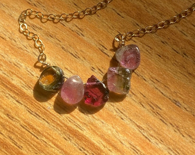 Watermelon Tourmaline Necklace Tiny Tourmaline Necklace Tourmaline Gemstone Necklace healing Boho Necklace Gift Girlfriend gift