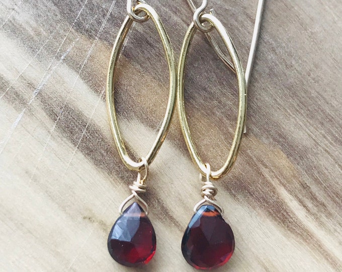 Garnet Earrings Briolettes Earrings January Earrings January Birthstone Gemstone Earrings Garnet Gift for women Red earrings January