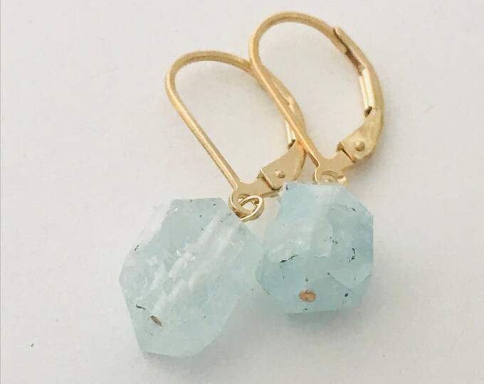 Natural Aquamarine Earrings Raw Aquamarine Earrings March Birthstone Healing Earrings Charm Earrings Gemstone Earrings Boho Earrings