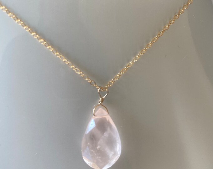 Rose Quartz Necklace Valentine's Day Gift for women Pink Necklace for her October Birthstone Love Necklace valentine's day gift for women