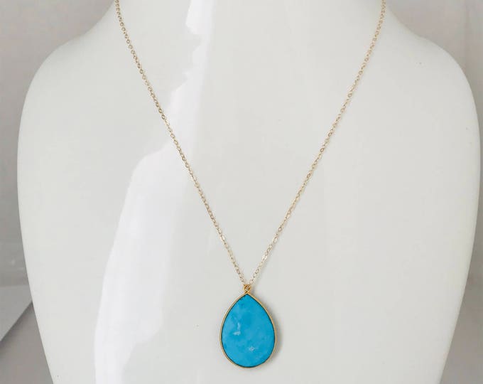 Turquoise Necklace Charm necklace, Layering Necklace Blue Necklace Gemstone necklace December Birthstone December Birthday