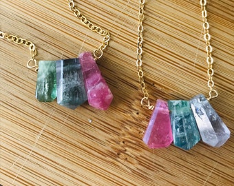 Watermelon Tourmaline Necklace - October Birthstone Jewelry Gift For Her - Crystal Healing Necklace