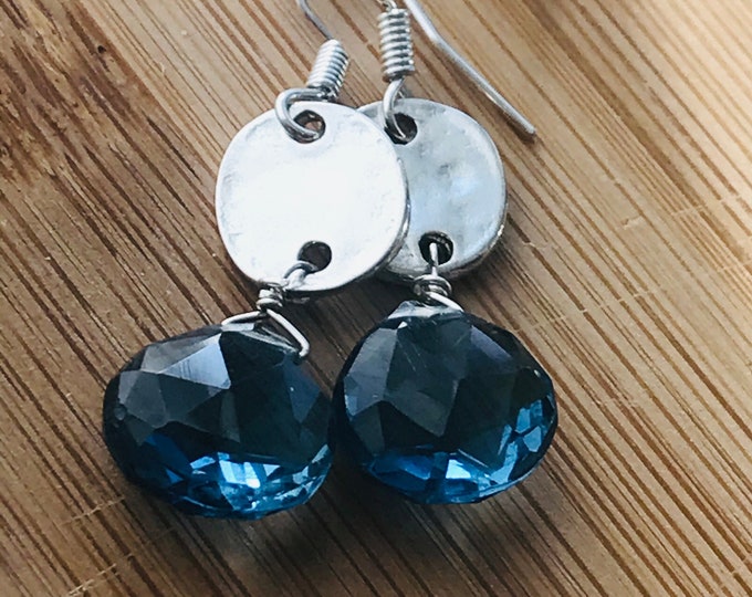 London Blue Quartz Earrings Topaz Earrings Gemstone December Birthstone Healing Earrings Minimalis Earrings Silver Earrings Sterling Silver