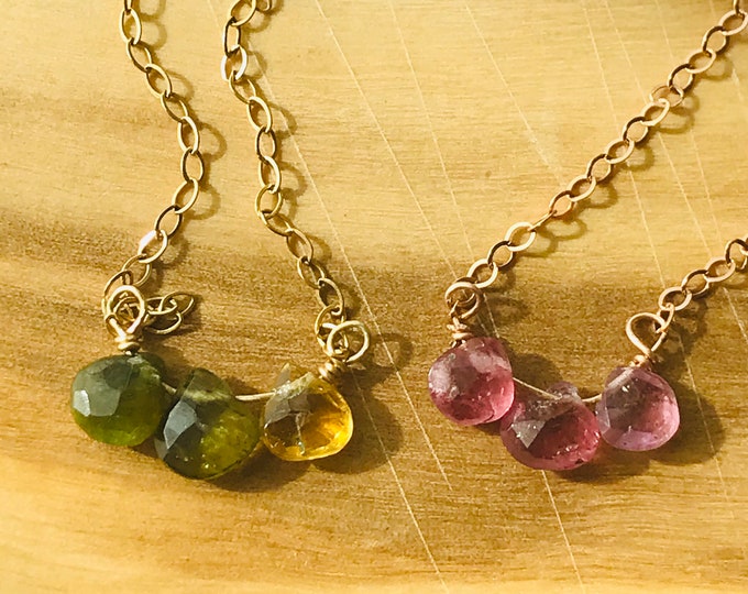 Tourmaline Necklace Tiny Tourmaline Necklace Pink Tourmaline Necklace Healing Necklace Boho Necklace October Birthstone Dainty