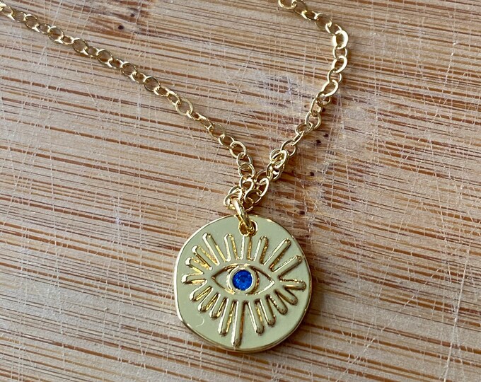 Evil eye Necklace Protector Necklace Good Luck Necklace talisman Minimalist necklace Christmas gift gold Necklace