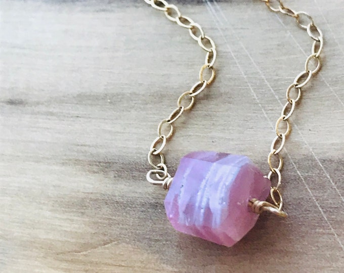 Pink Tourmaline Necklace Tiny Pink Necklace Raw Tourmaline Necklace Dainty Necklace  Healing Necklace Boho Necklace October Birthstone