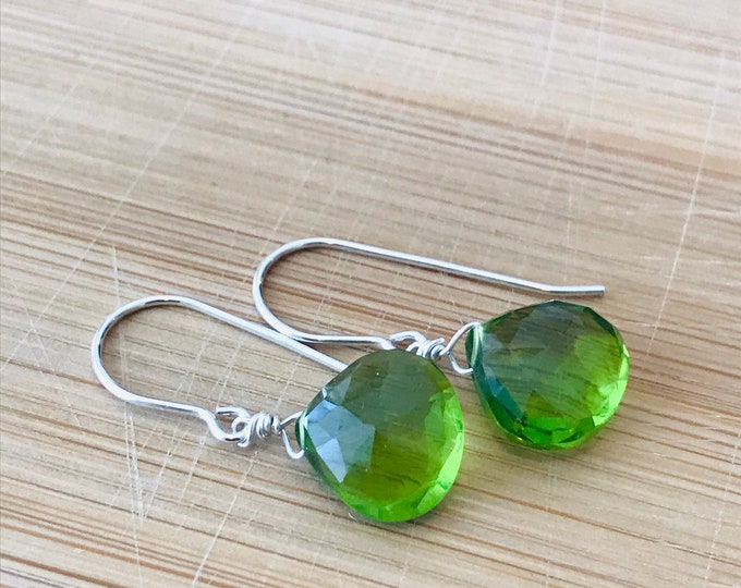 Peridot Earrings August Earrings Silver Earrings Healing Earrings Gemstone earrings  Briolette Earrings Minimalist Earrings Boho Earrings