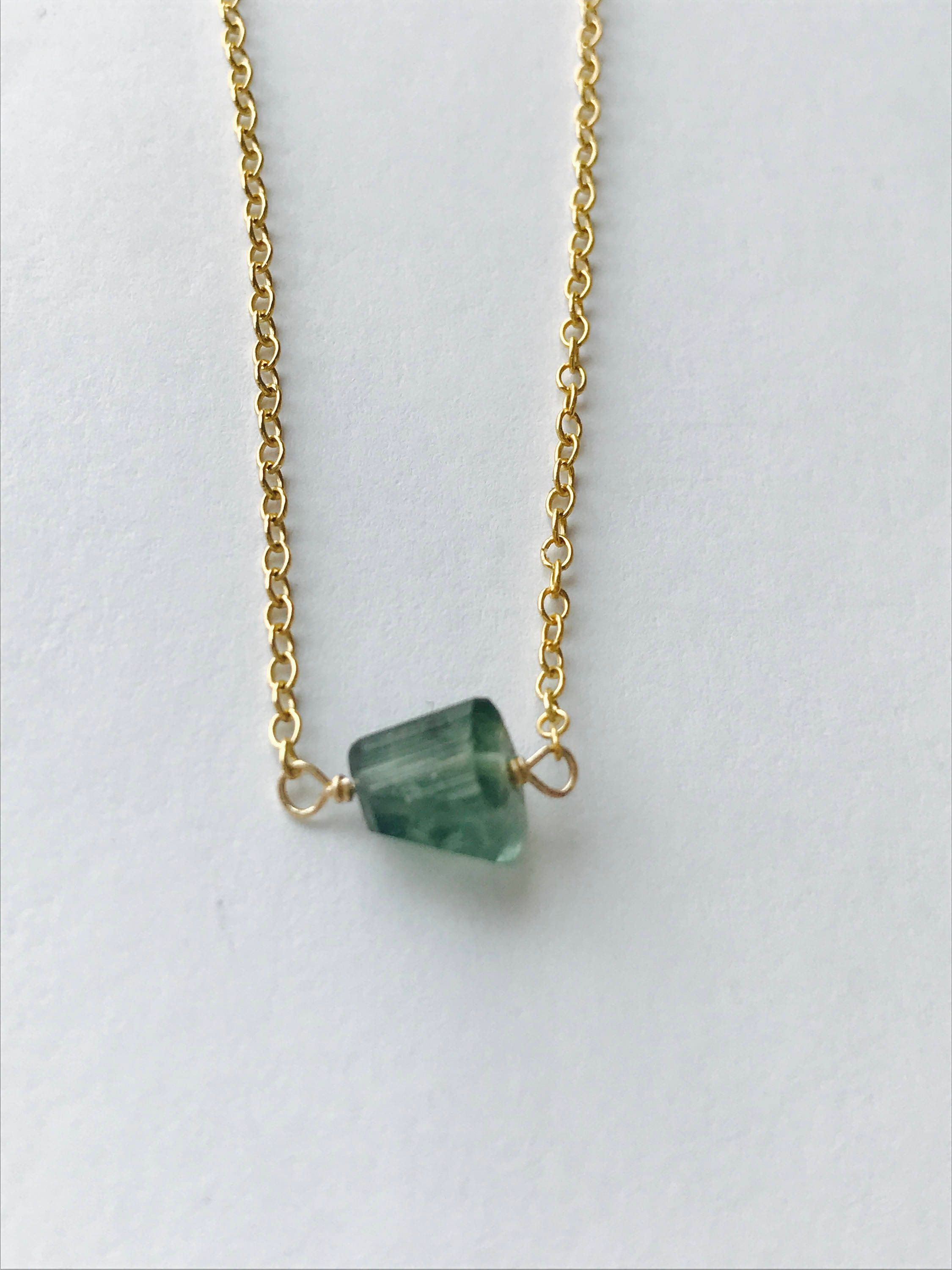Raw tourmaline necklace Clearance