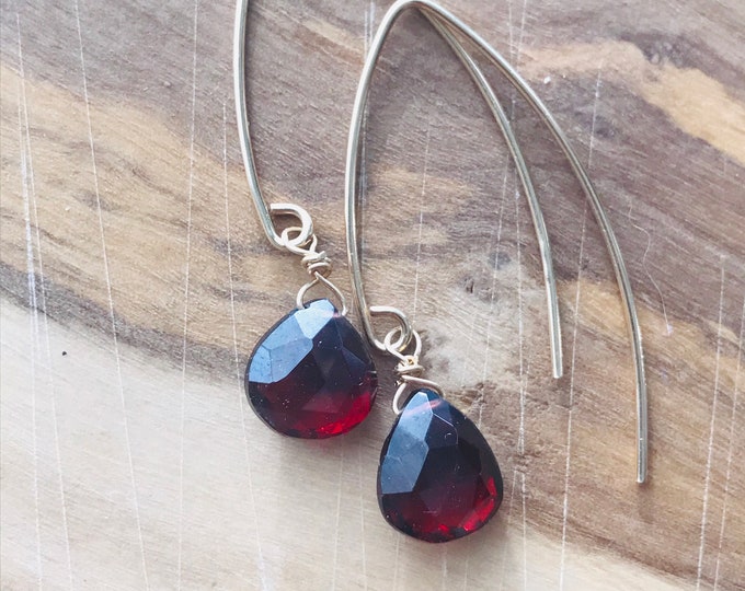 Garnet Earrings January Birthstone Earrings Gemstone Drop Earrings  Healing Gemstone Jewelry Gemstone Leverback Earrings