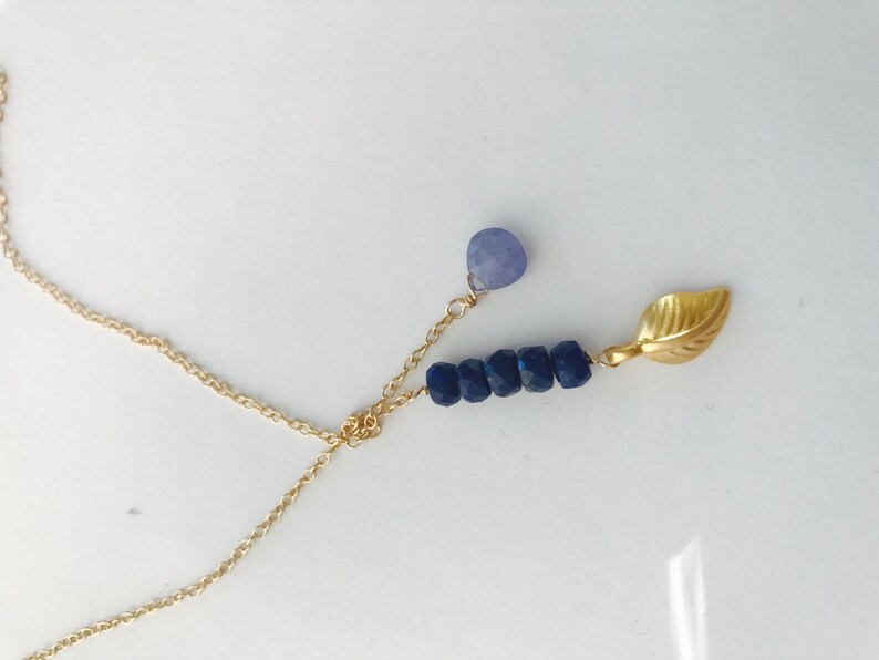 Lapis Lazuli Lariat Tanzanite Lariat Tourmaline Rose Quartz Necklace Healing Necklace Boho Necklace Gold Leaf Necklace Behemian Gift For Her