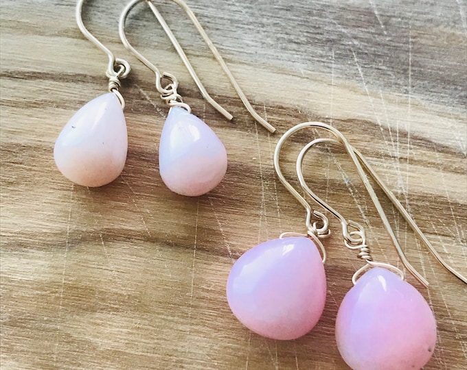 PERUVIAN Pink Earrings Opal Earrings Pink Earrings October Birthday Drop Earrings Minimalist Earrings October birthstone Gift for women