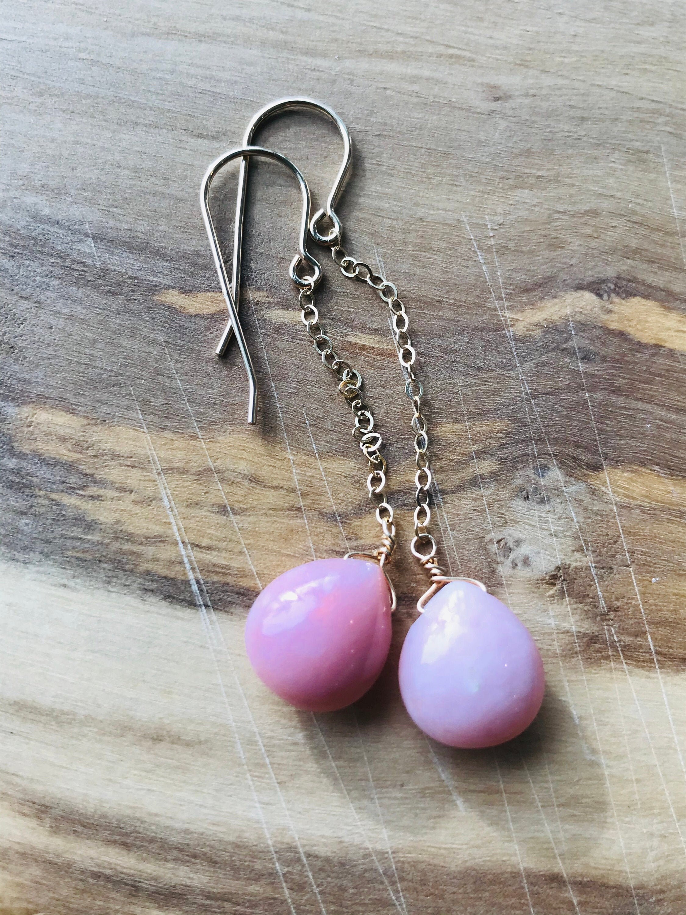 Peruvian Pink Earrings Opal Earrings Gemstone Earrings Drop Earrings ...