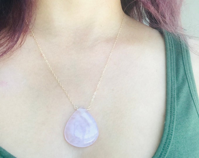 Valentine's Day Gift Rose Quartz Necklace Gemstone January Birthday Layering Necklace Pink Necklace Love Necklace January  Birthstone