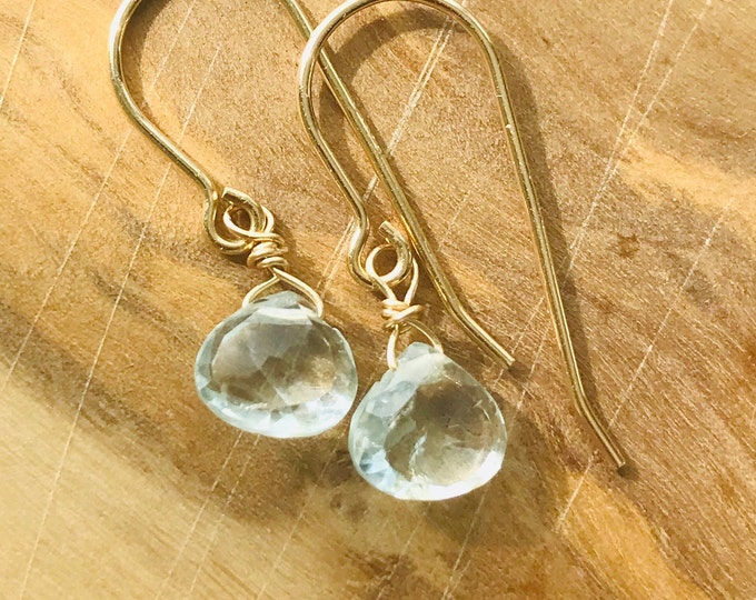 Aquamarine Earrings Briolette Earring  Blue Zircone Earrings March Birthstone Gemstone Earrings Healing earrings March Earrings