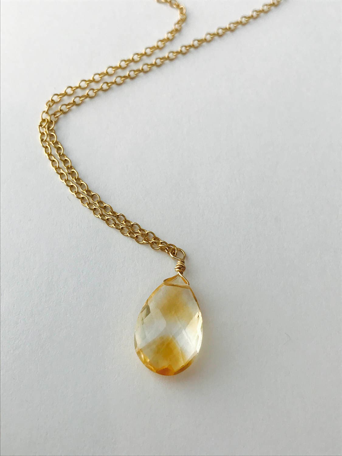 Citrine Necklace November Birthstone November Birthday Crystal Necklace Citrine Gold Necklace