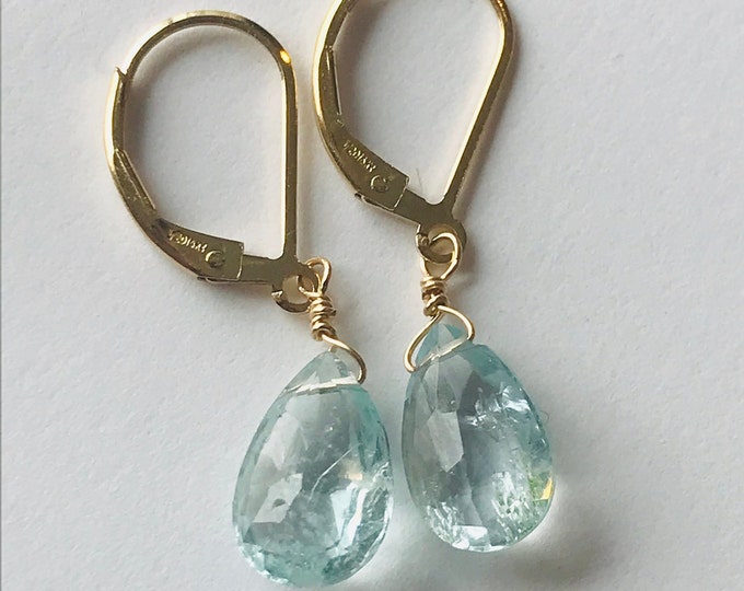 Aquamarine earrings Natural aquamarine earringsa Natural  crystal March Birthstone Gemstone earrings Gift for her