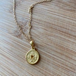 Chinese Coin Necklace Coin Charm Necklace Dainty Lucky charm Charms Lucky Coin Necklace Chistmas gift gift for her image 4