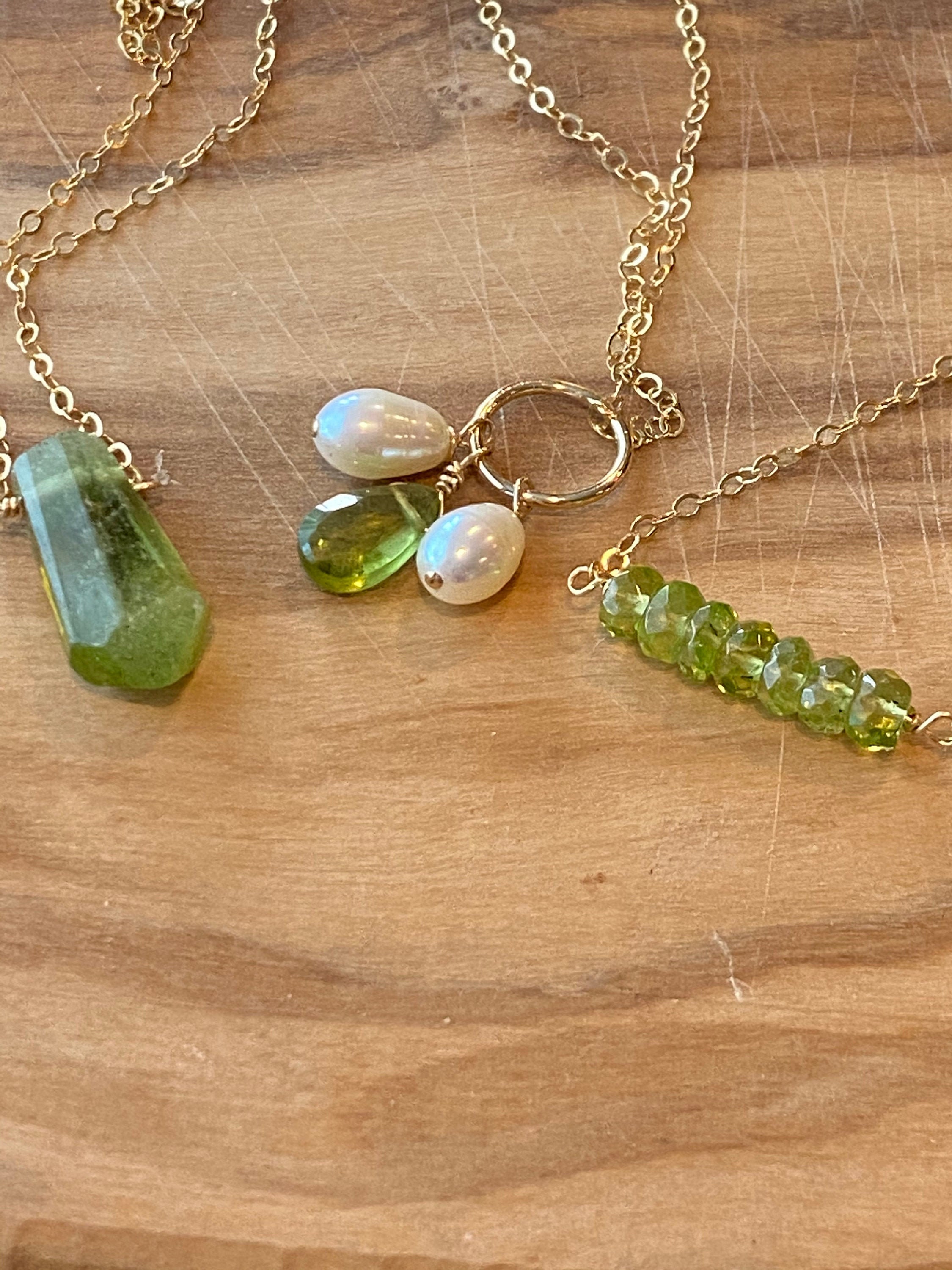 Tiny Raw Peridot Crystal Pendant Luna Tide