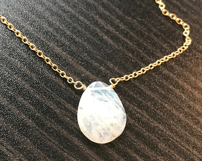 Moonstone Necklace Healing Necklace Gemstone Jewelry Layering Necklace June Birthstone Summer Necklace June Birthday June Gift.