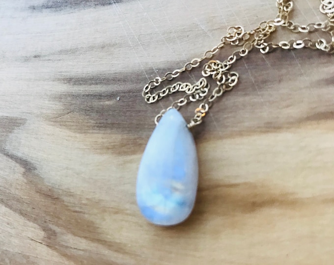 Moonstone Necklace Rainbow Moonstone Necklace June  Birthday Gemstone Necklace Boho Necklace Layering Necklace Gift for her June Birthstone