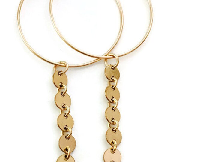 Hoop earrings Sequin Chain Earrings Chandelier Earrings  Gold Chain Earrings Coin Chain Earrings  Chain Earrings Dangle Earrings Disc Chain