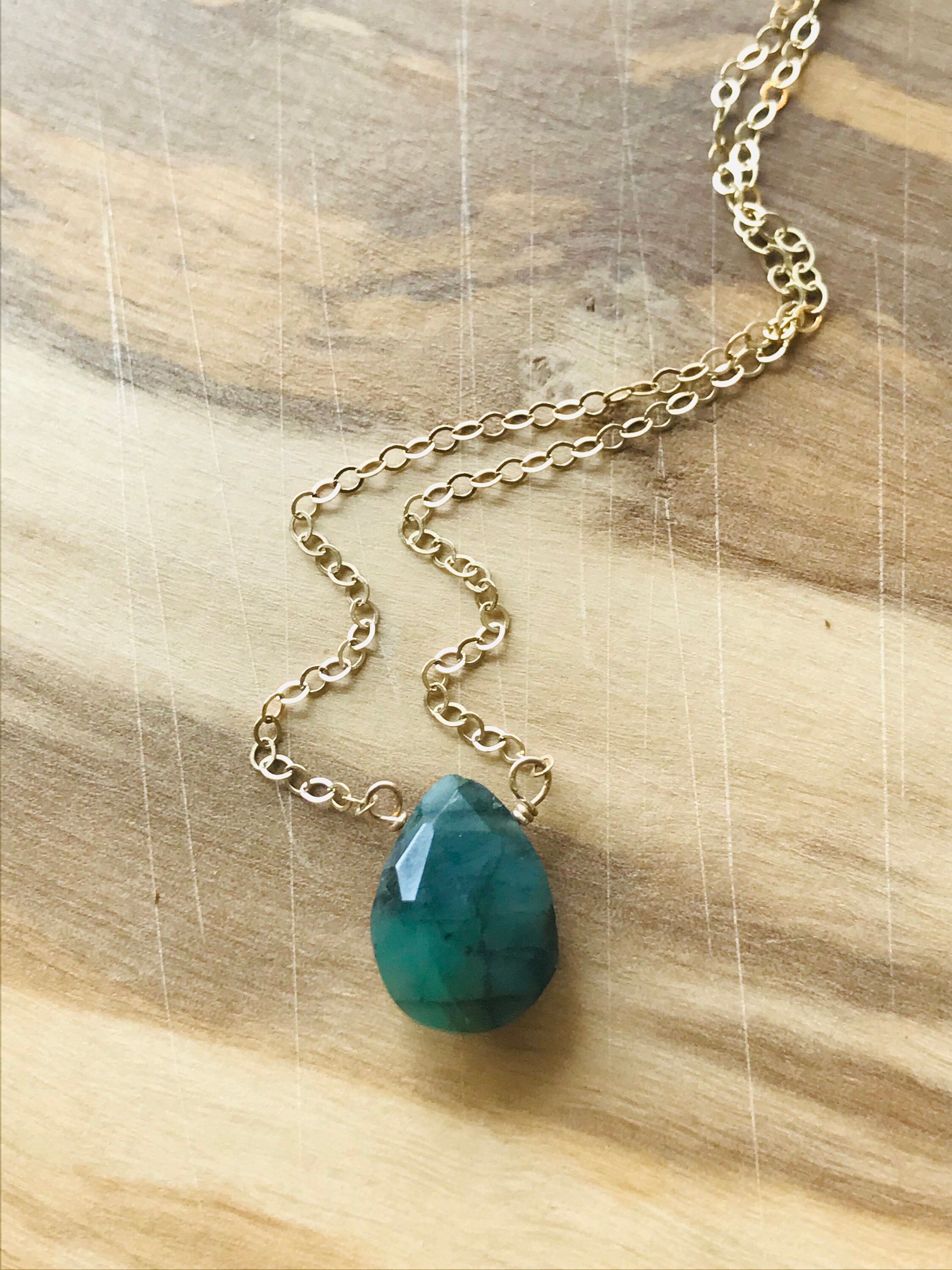 Minimalist emerald sales necklace