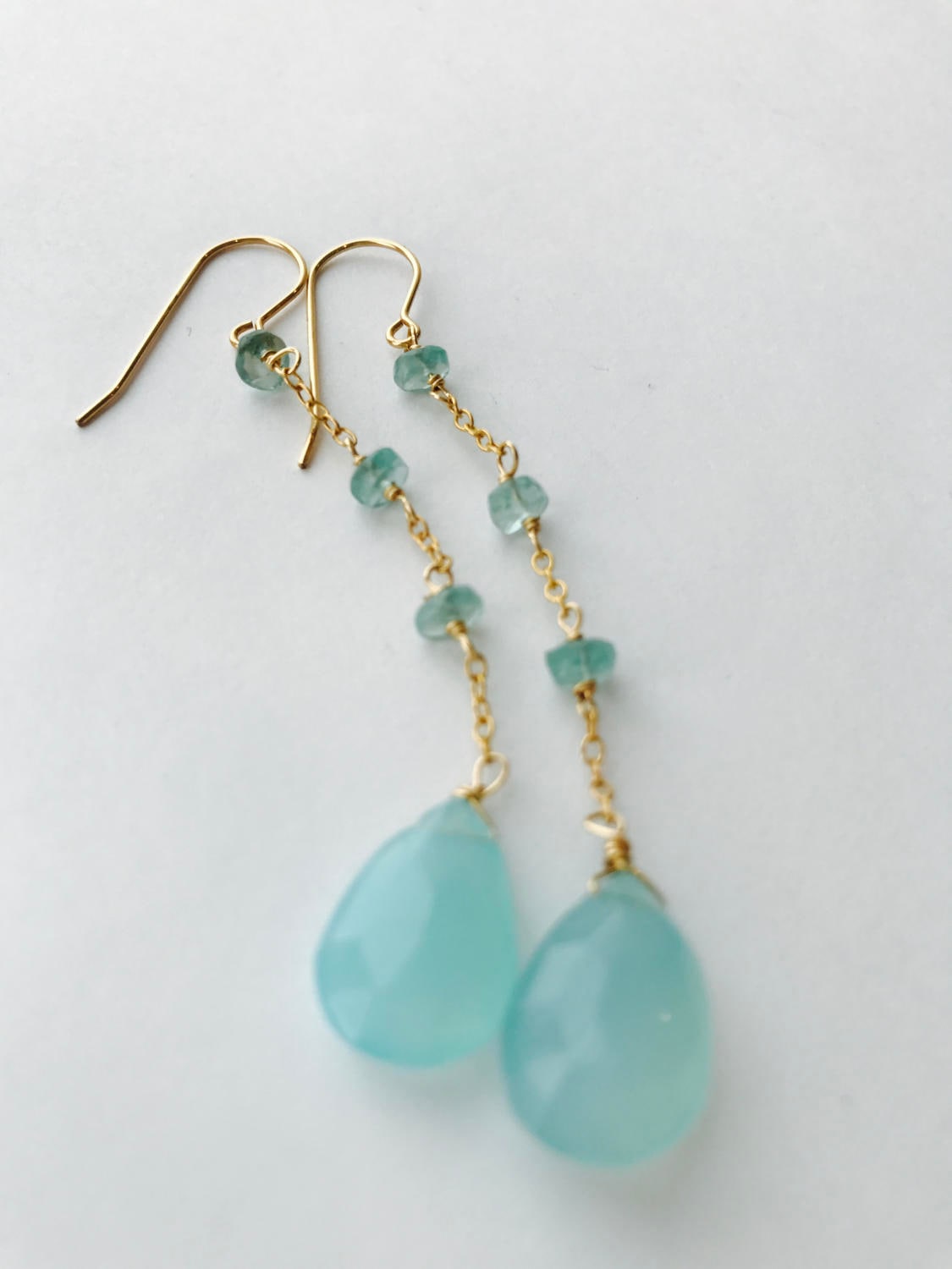 Aquamarine Earrings , March birthstone, semiprecious stone Earrings