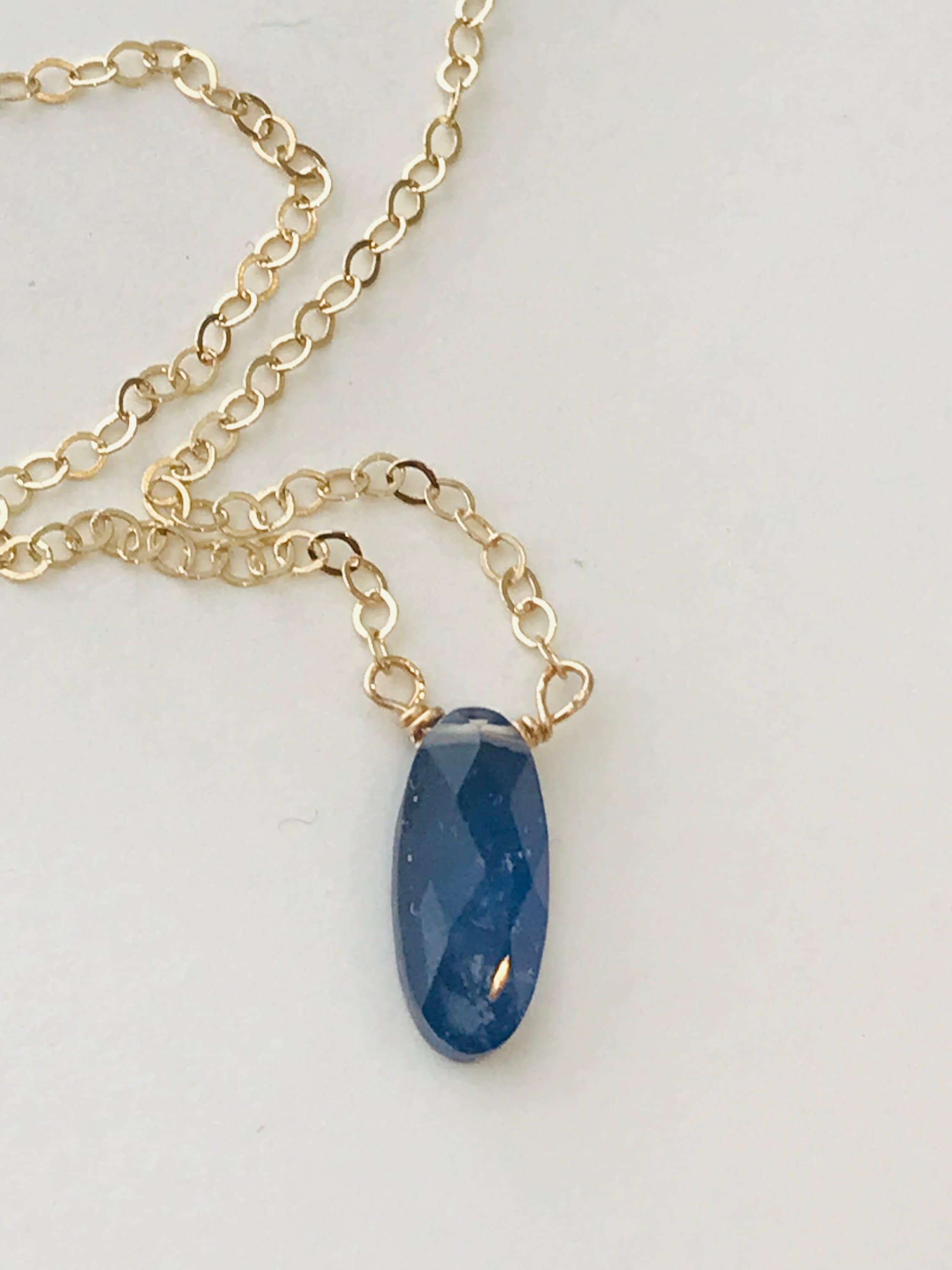 Sapphire Necklace Sapphire Blue Necklace 14k Gold Fill Necklace Healing
