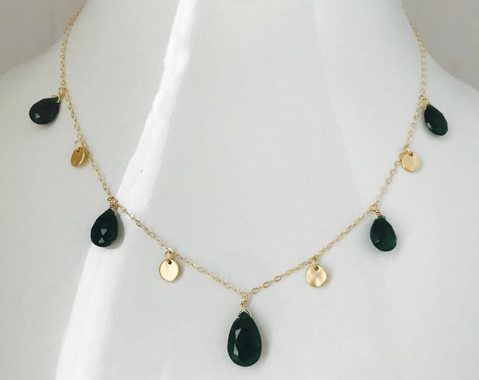 Good Luck Necklace Green Necklace Aventurine Necklace Gold charm Necklace Layering necklace Healing Necklace Minimalist Necklace  Green